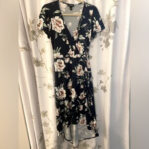 Floral Navy High Low Dress